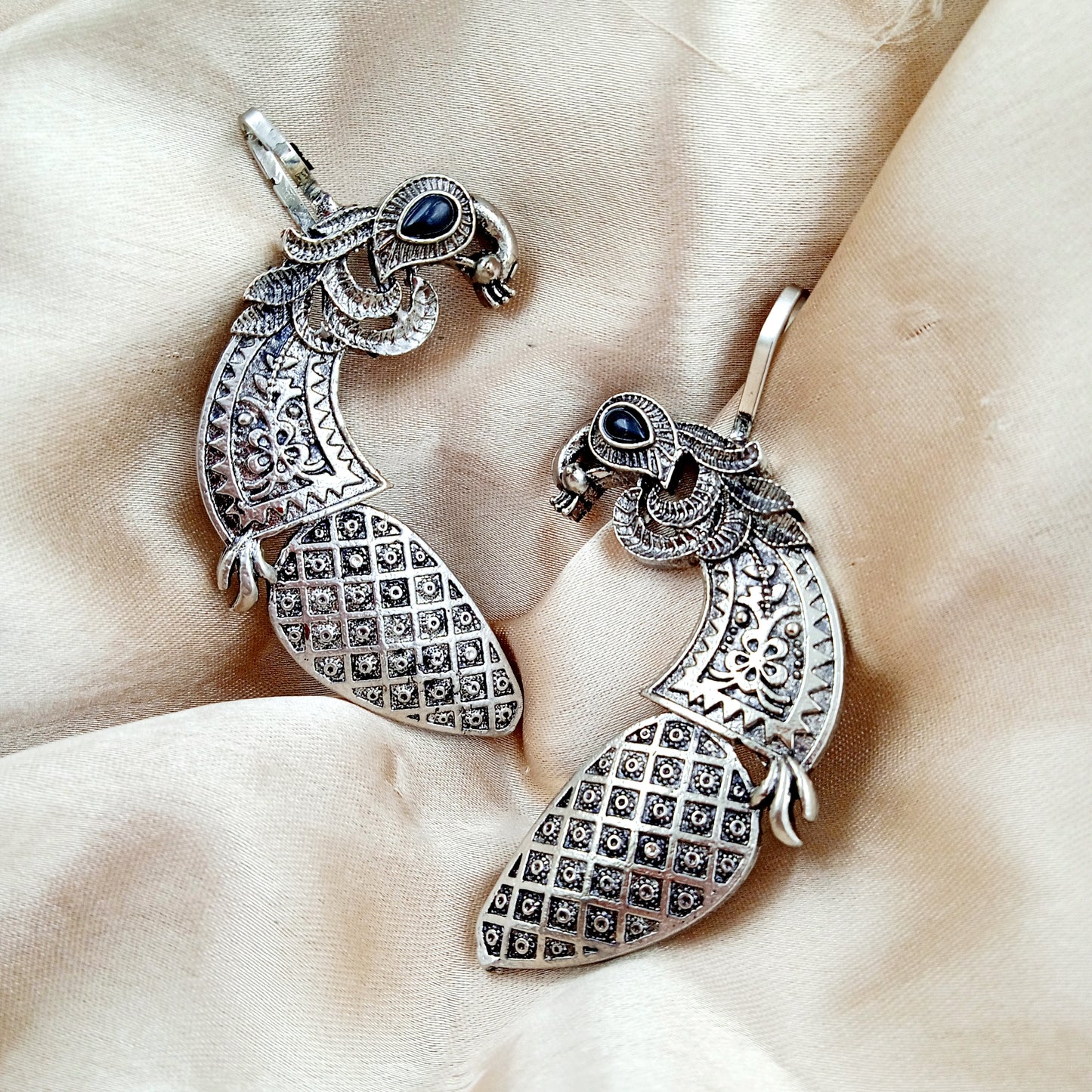 Ear Cuffs-Oxidise-Peacock-Black