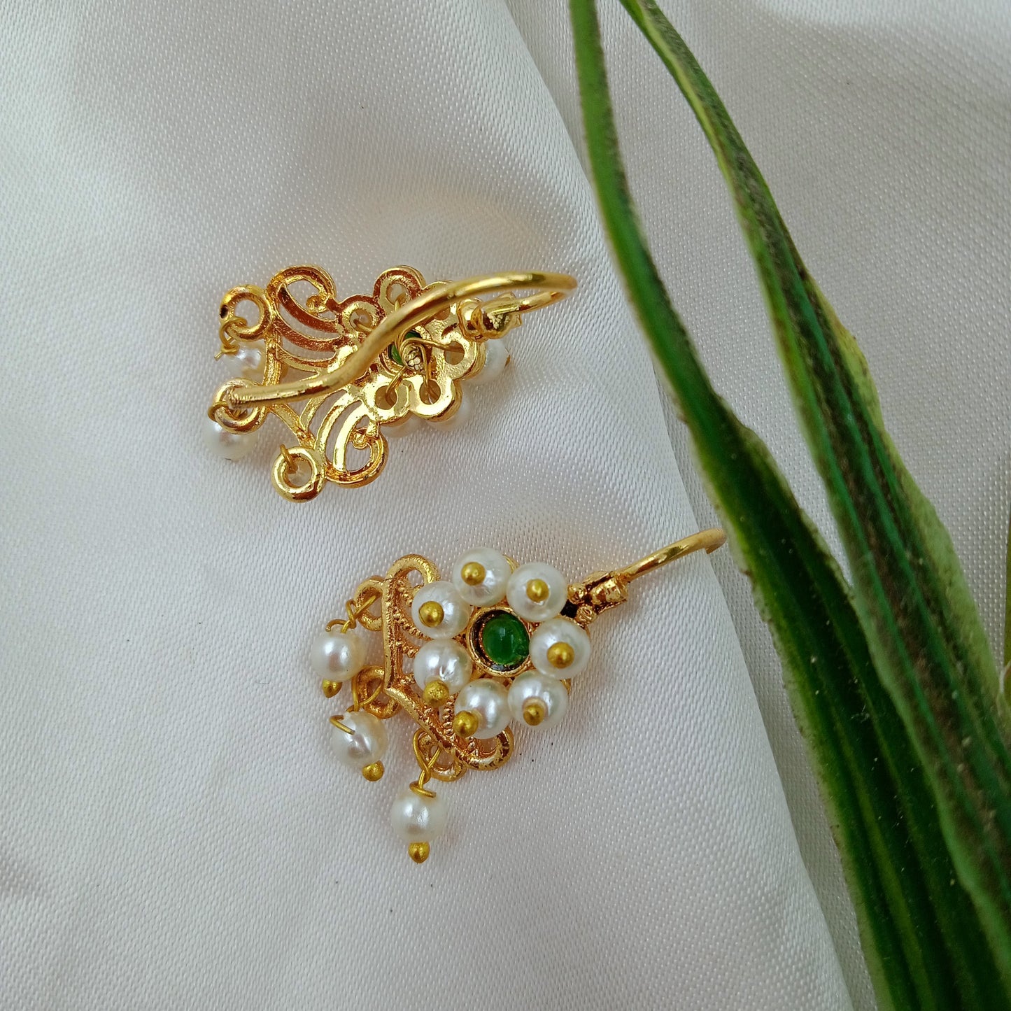 Ear Cuffs-Bugdi-Flower-Green