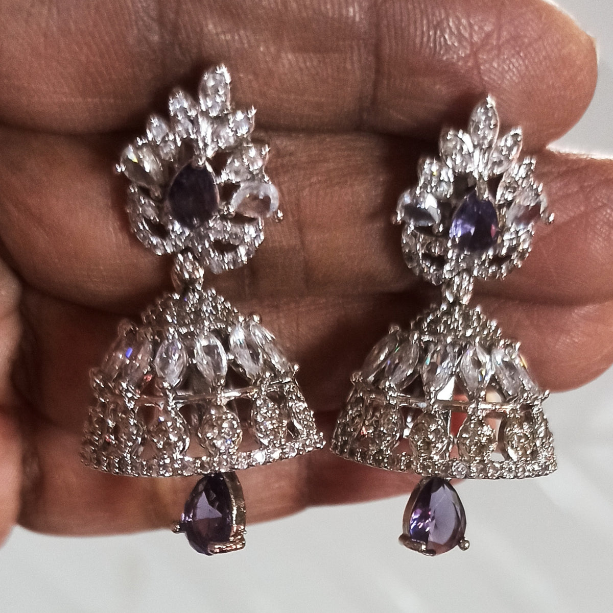 AD Earrings Sumana Purple Stone Jhumki