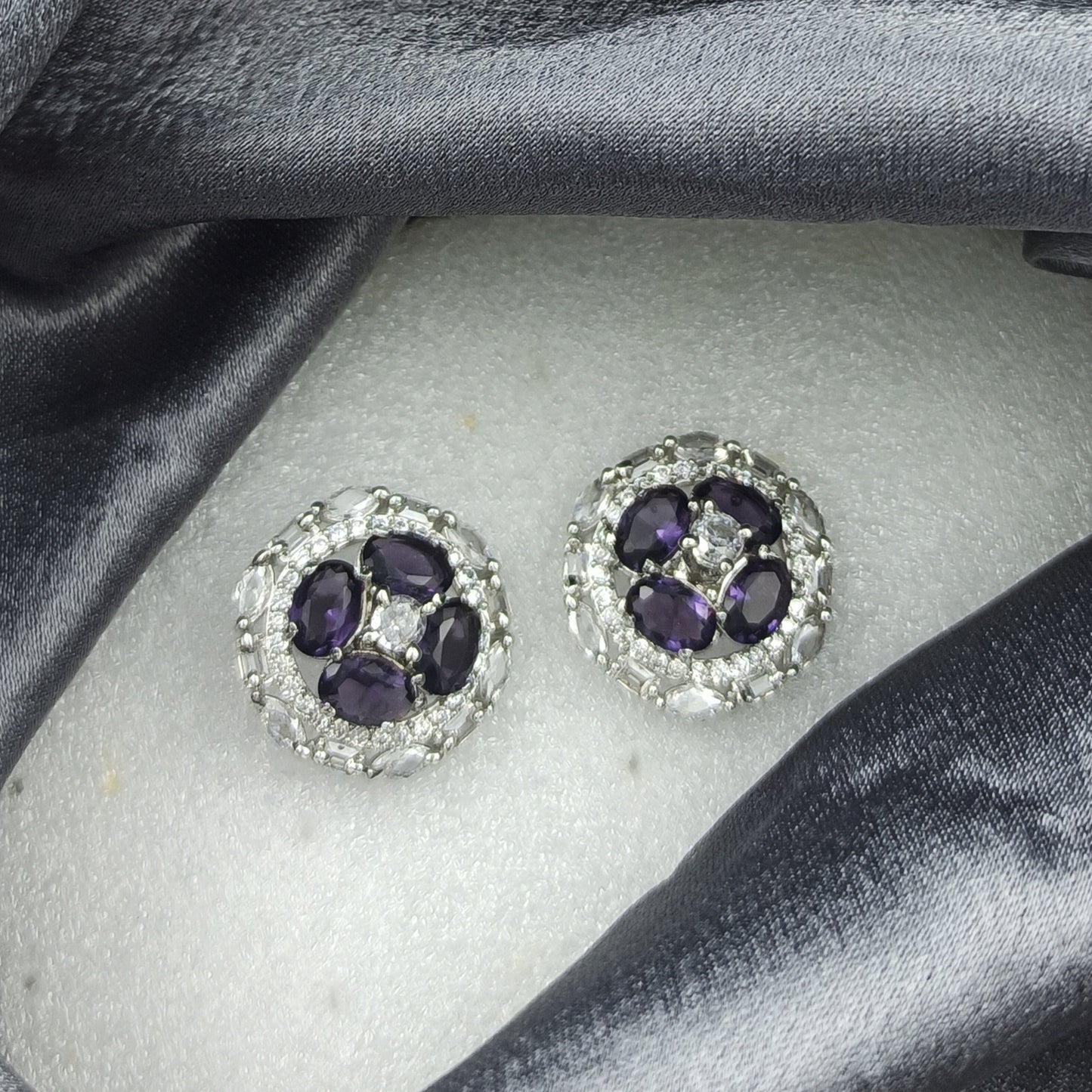 AD Earrings Paavni Purple Stone Stud