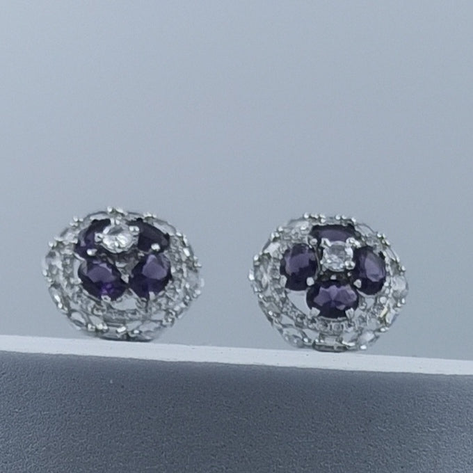 AD Earrings Paavni Purple Stone Stud