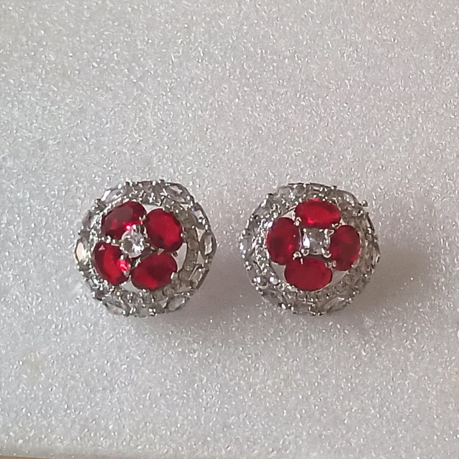 AD Earrings Paavni Red Stone Studs