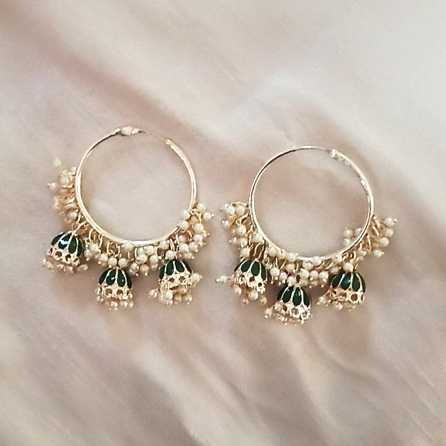 Avya-3 Jhumki-Green Chandbali