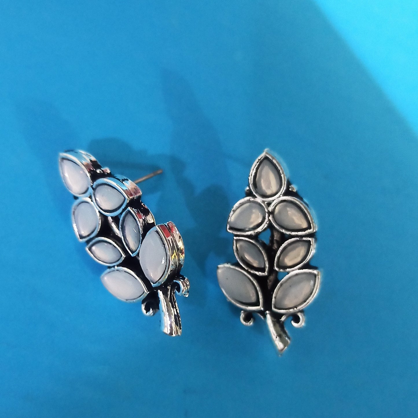 Manali-Oxidised Earrings-White