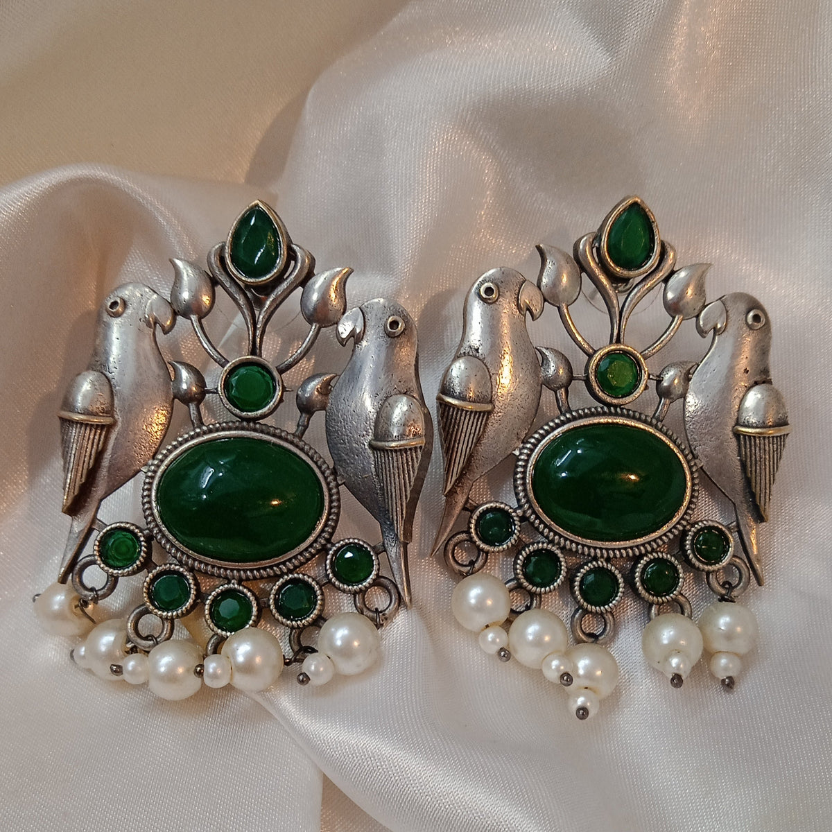 Oryne-Oxidised Studs-Bird Green
