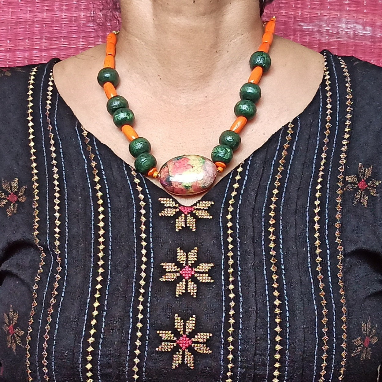 Paint on Wood - Orange Green