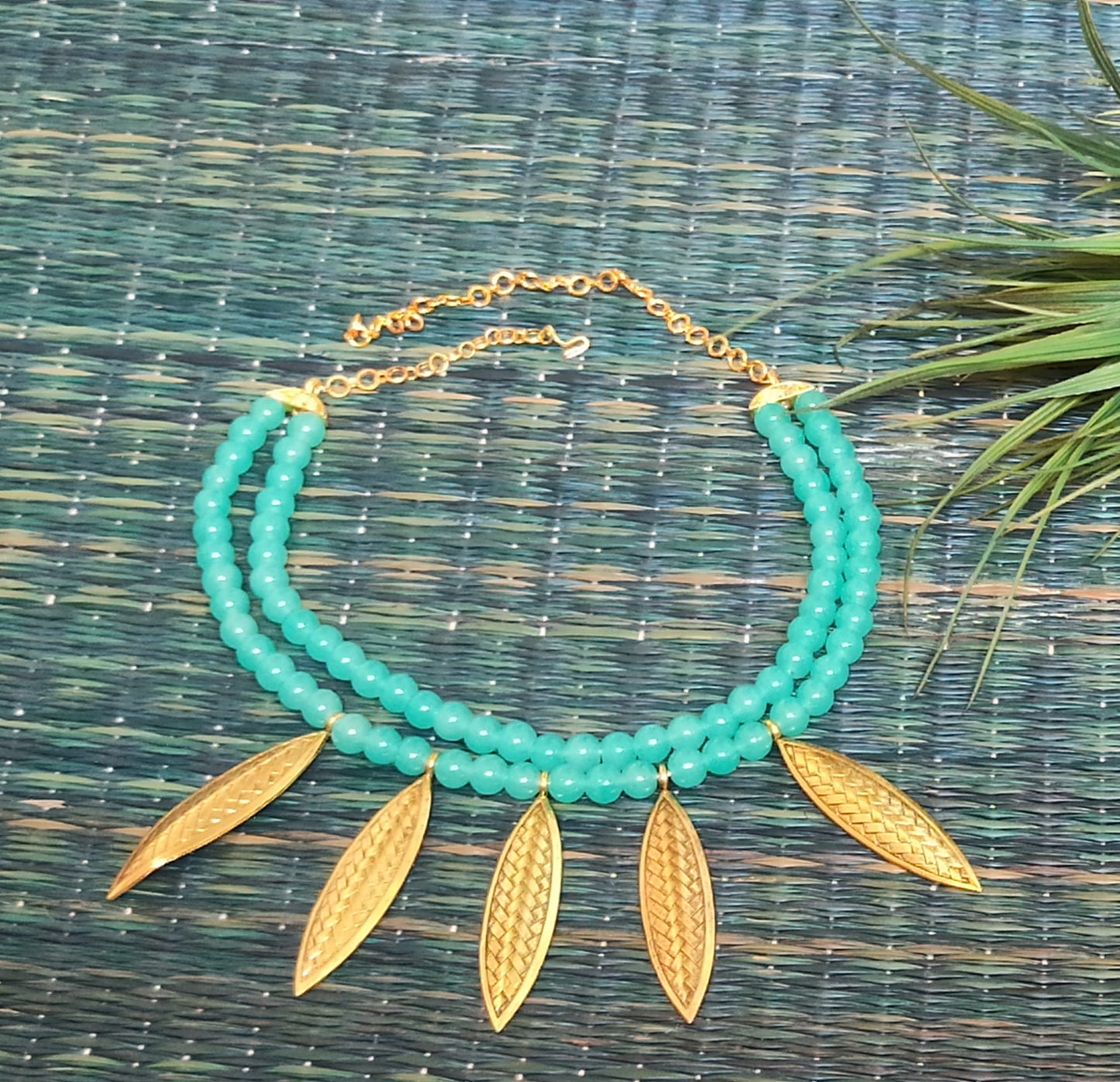 Paana - Aqua Blue Leaves