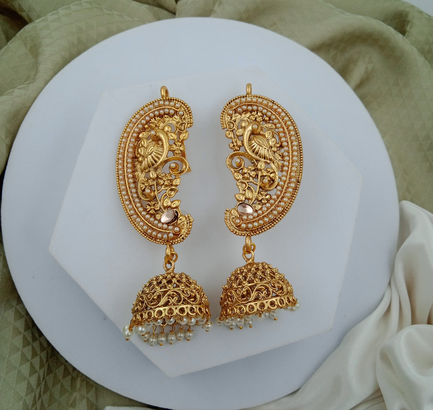 Ear Cuffs-Temple-Karna-White