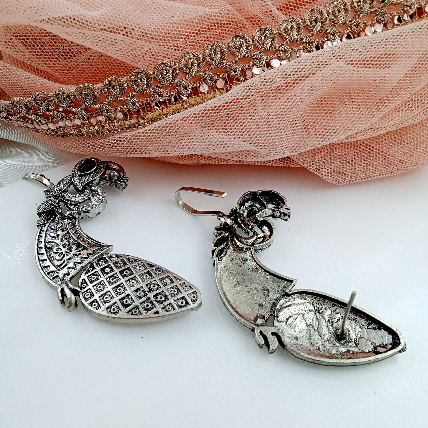 Ear Cuffs-Oxidise-Peacock-Black