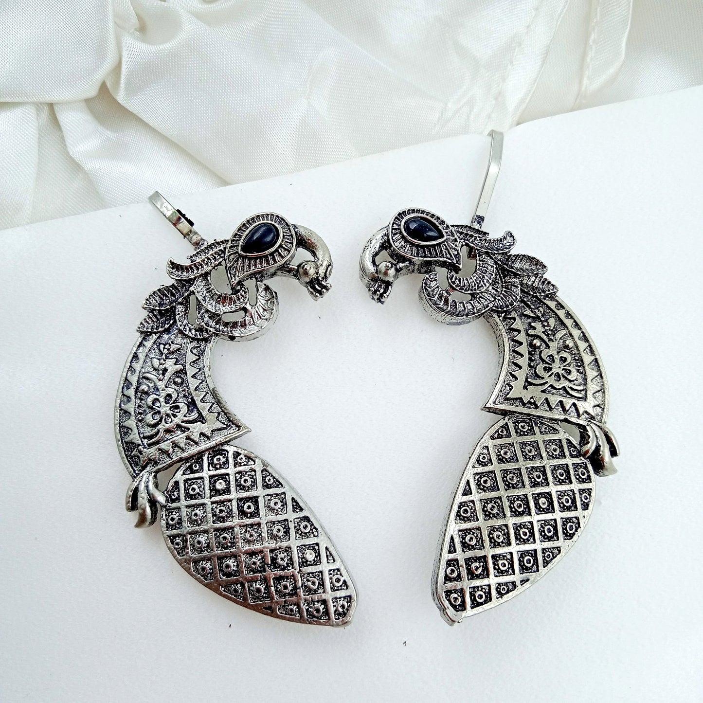 Ear Cuffs-Oxidise-Peacock-Black