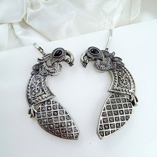 Ear Cuffs-Oxidise-Peacock-Black