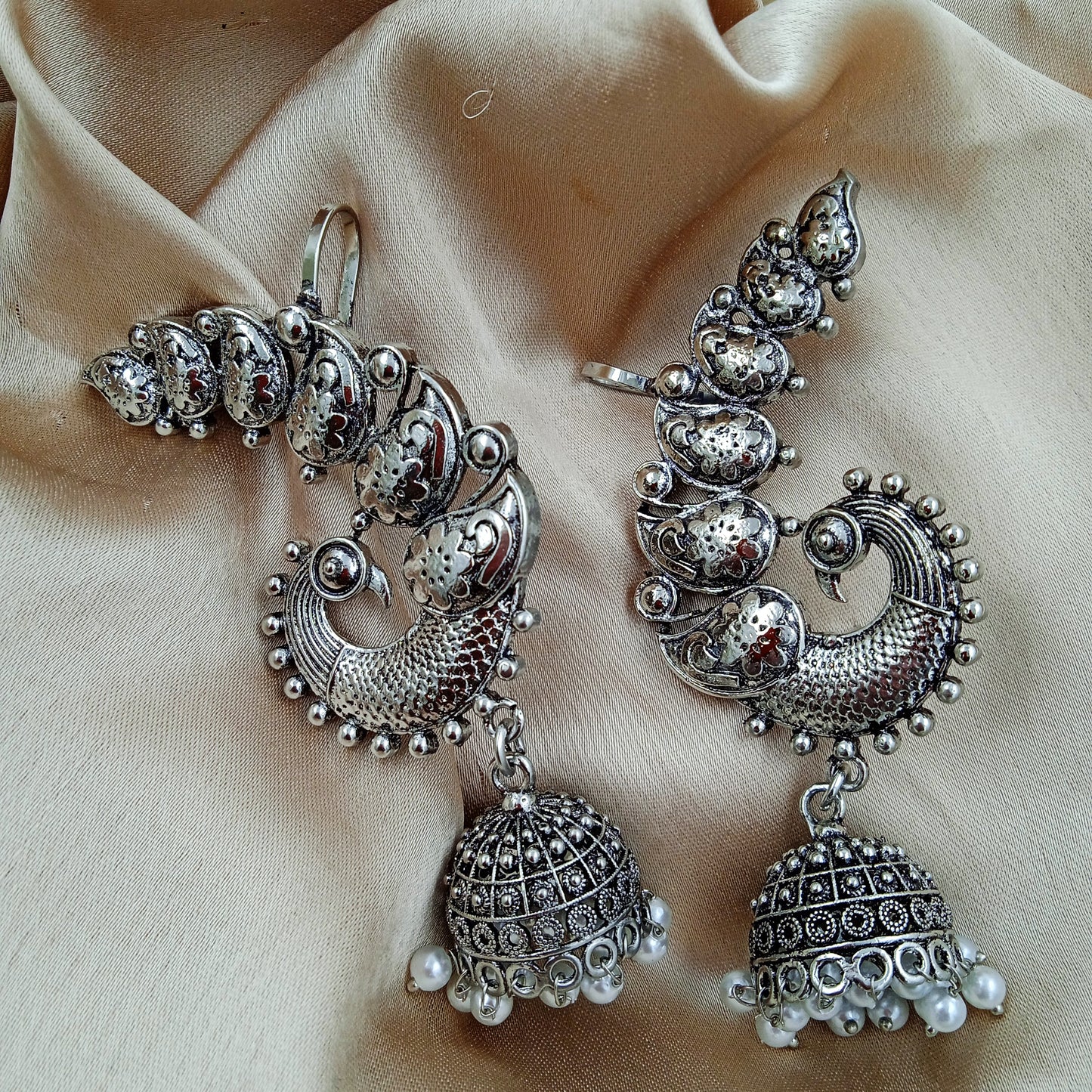 Ear Cuffs-Oxidise-Peacock-Bloom