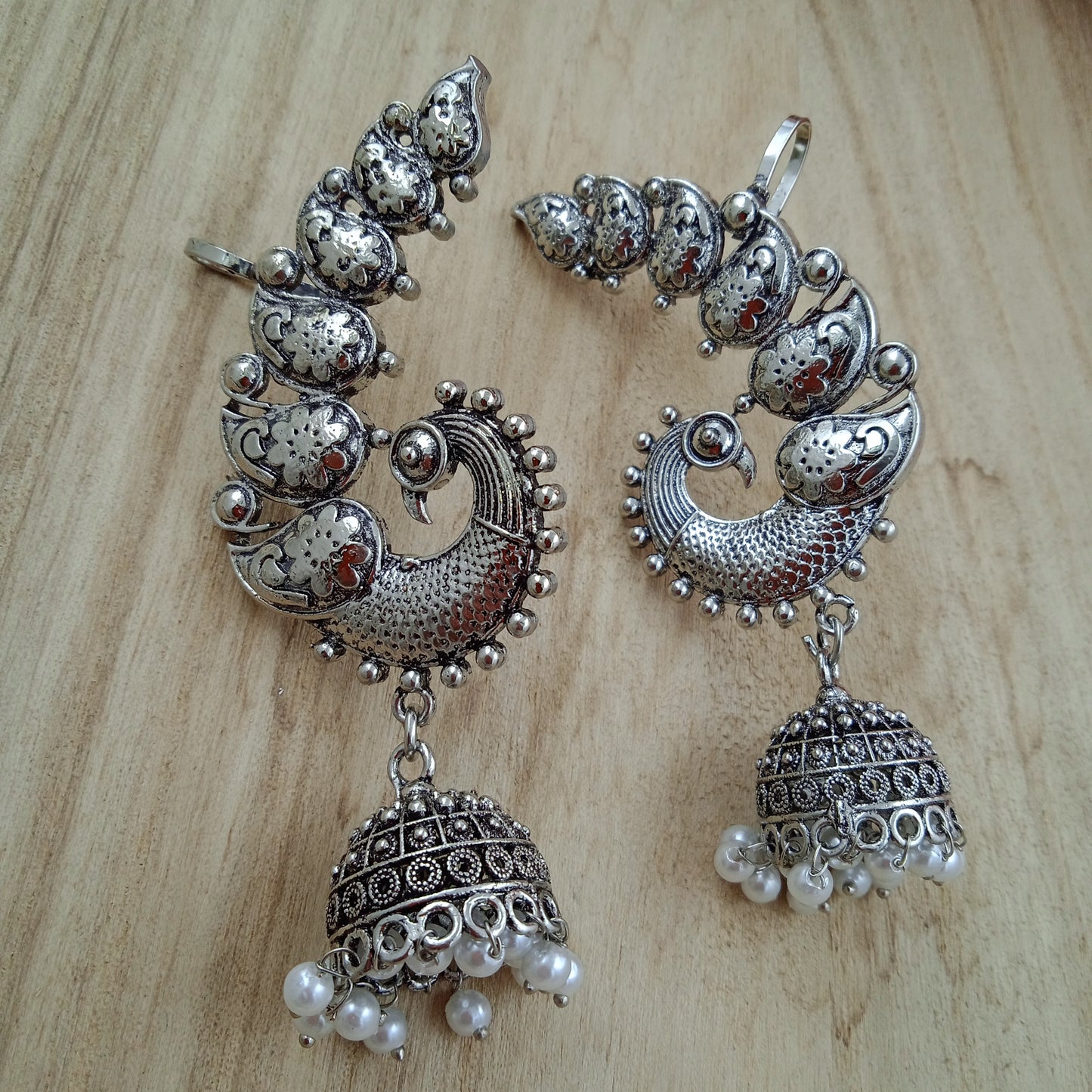 Ear Cuffs-Oxidise-Peacock-Bloom