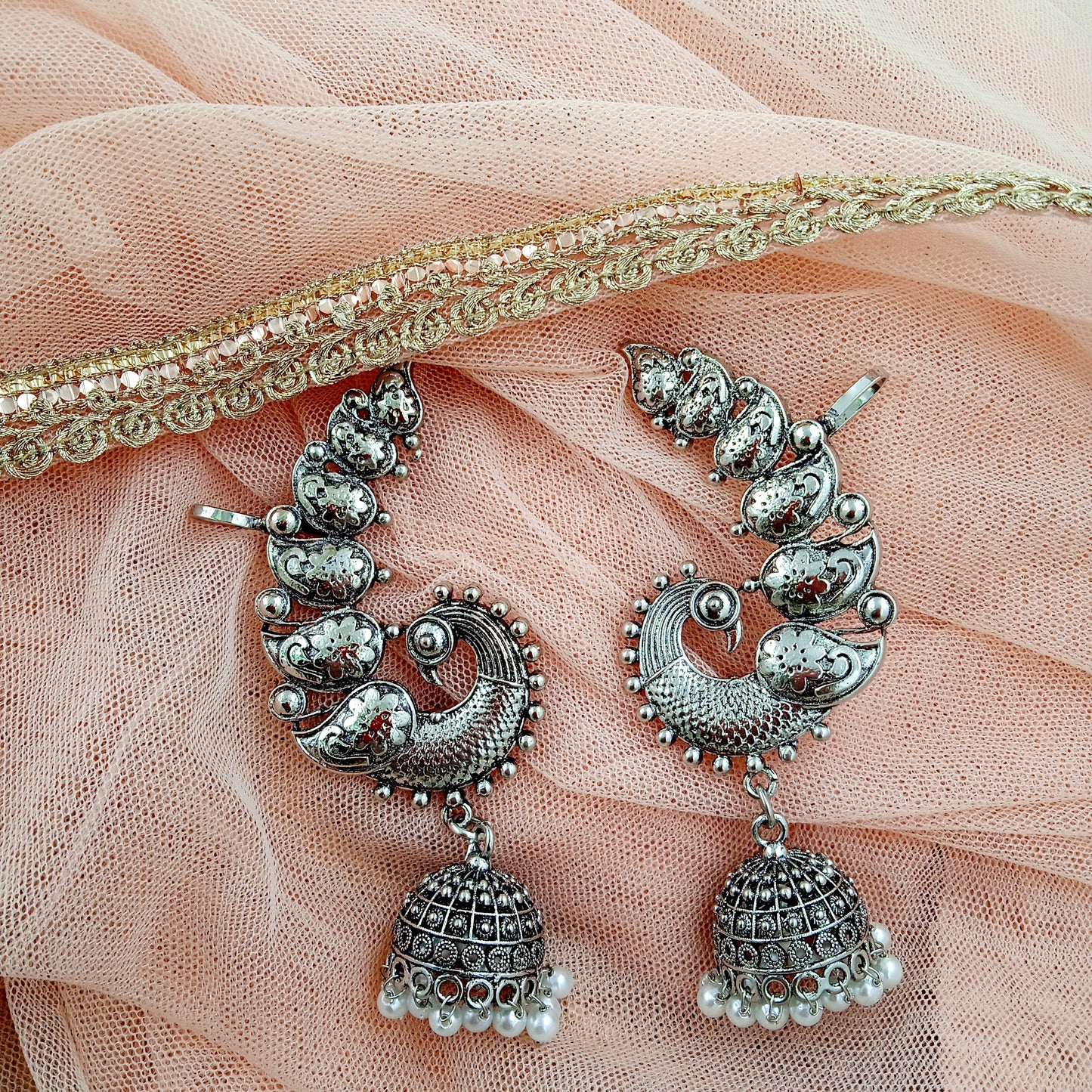 Ear Cuffs-Oxidise-Peacock-Bloom