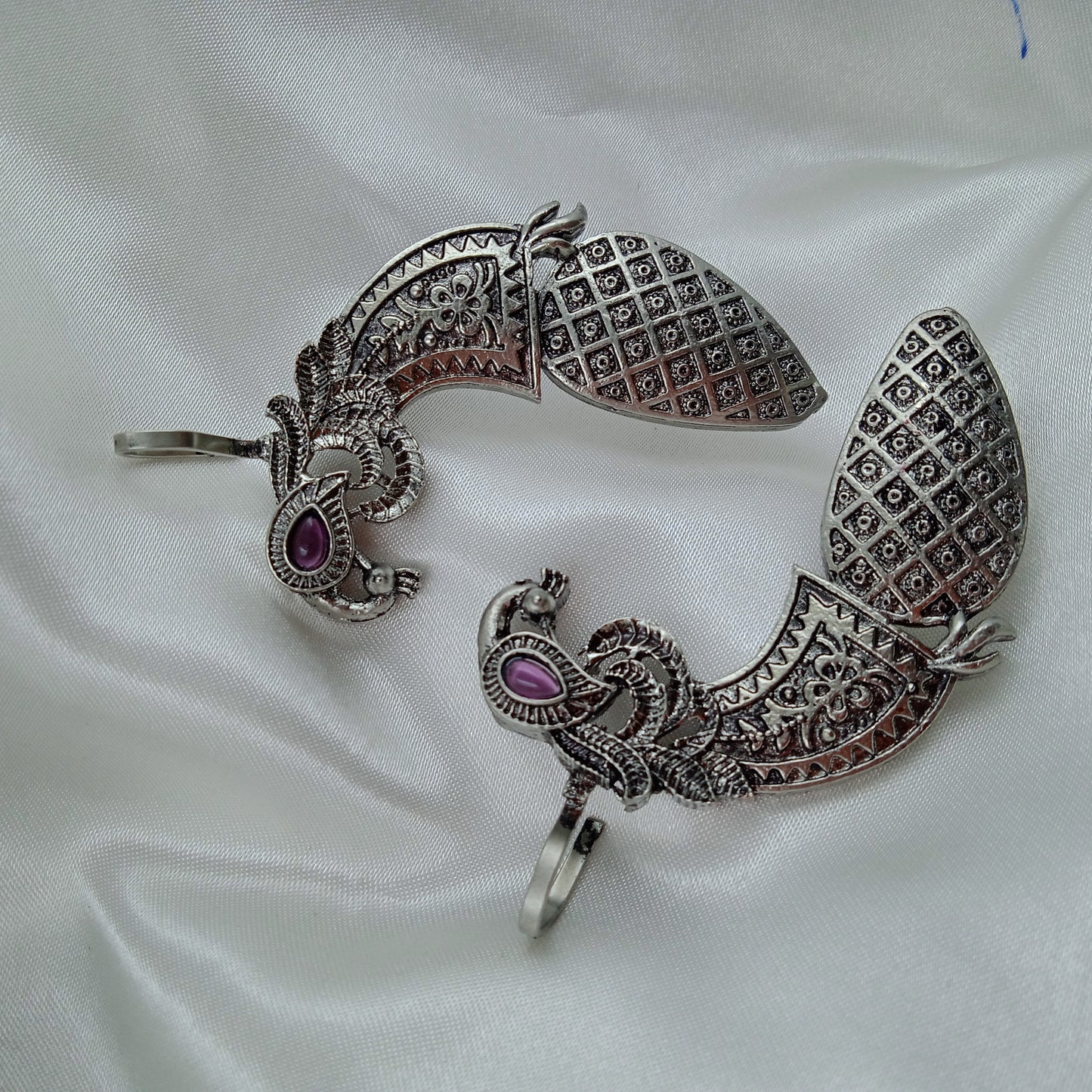 Ear Cuffs-Oxidise-Peacock-Pink