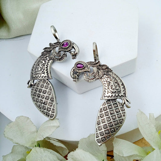 Ear Cuffs-Oxidise-Peacock-Pink