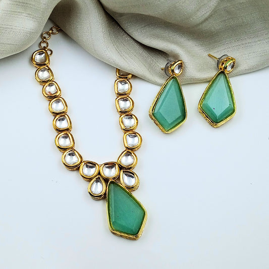 Olivra-Green Stone-Kundan