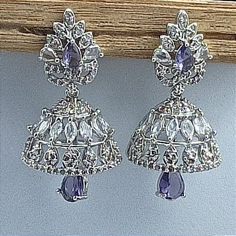 AD Earrings Sumana Purple Stone