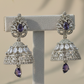 AD Earrings Sumana Purple Stone Jhumki