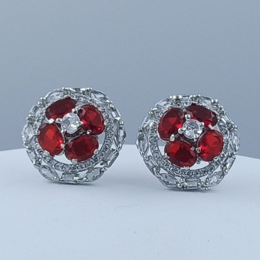 AD Earrings Paavni Red Stone Studs