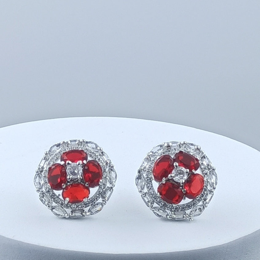 AD Earrings Paavni Red Stone