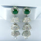 AD Earrings Tri Jhumki Green Stone