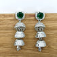 AD Earrings Tri Jhumki Green Stone