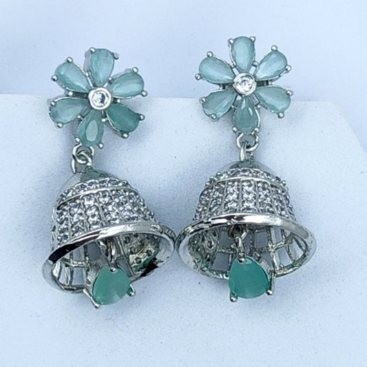 AD Earrings Anamika Jhumki Green Stone
