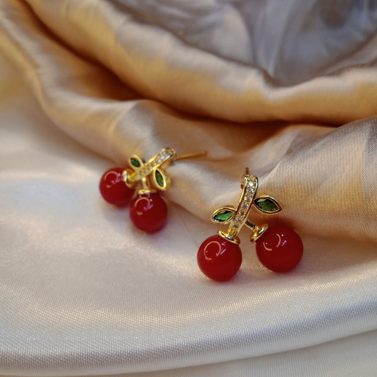 Manika - Anti Tarnish Cherry Studs