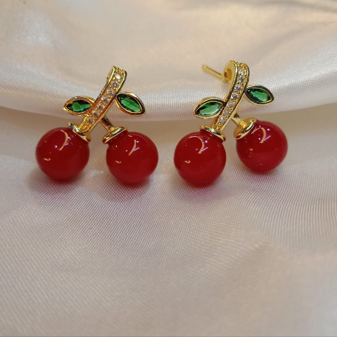 Manika - Anti Tarnish Cherry Studs
