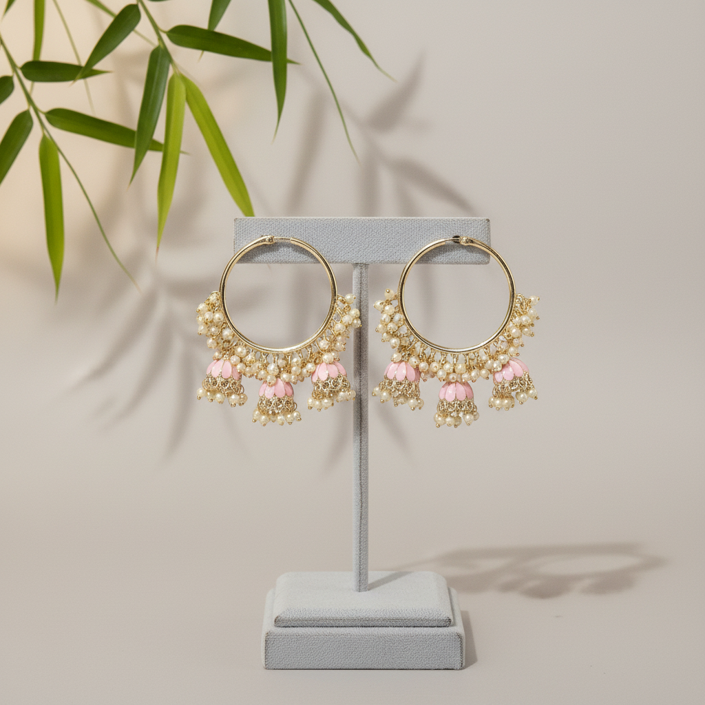 Avya-3 Jhumki-Pink Chandbali