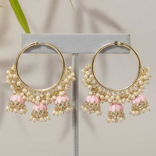 Avya-3 Jhumki-Pink Chandbali