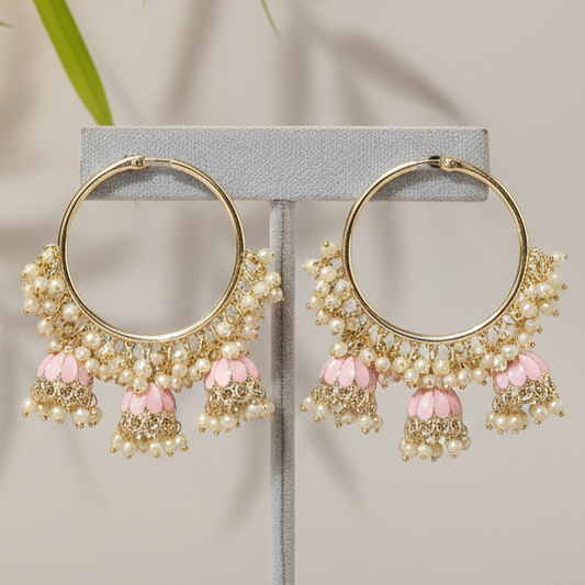 Avya-3 Jhumki-Pink Chandbali