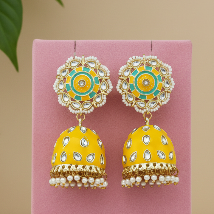 Chandana-Bright Yellow Jhumki