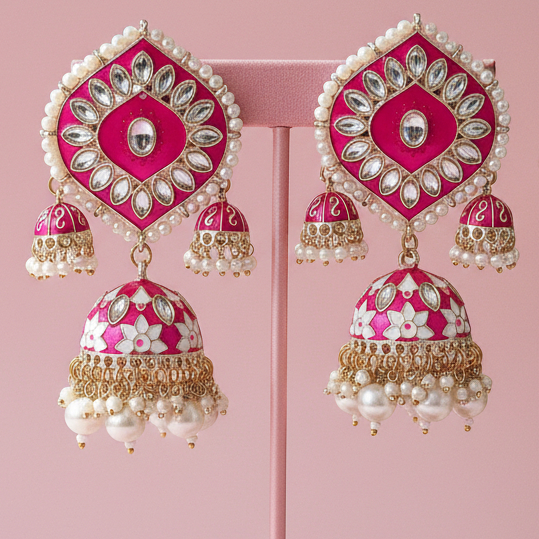 Chandni-Ruby Pink Jhumki