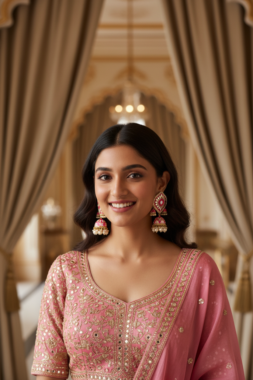 Chandni-Ruby Pink Jhumki