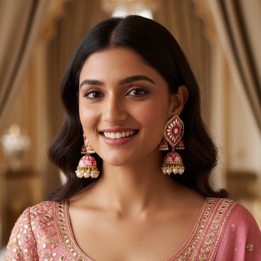 Chandni-Ruby Pink Jhumki