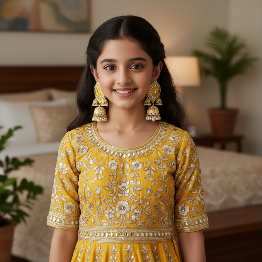 Chandni-Bright Yellow Jhumki