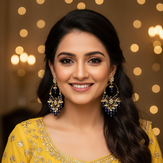 Farida-Dark Navy Blue-Chandbali