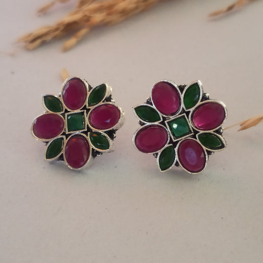 Netra-Oxidised Studs-Red Green