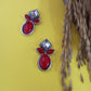 Megha-Oxidised Earrings-Red