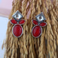 Megha-Oxidised Earrings-Red