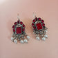 Neeta-Oxidised Earrings-Raani Pink