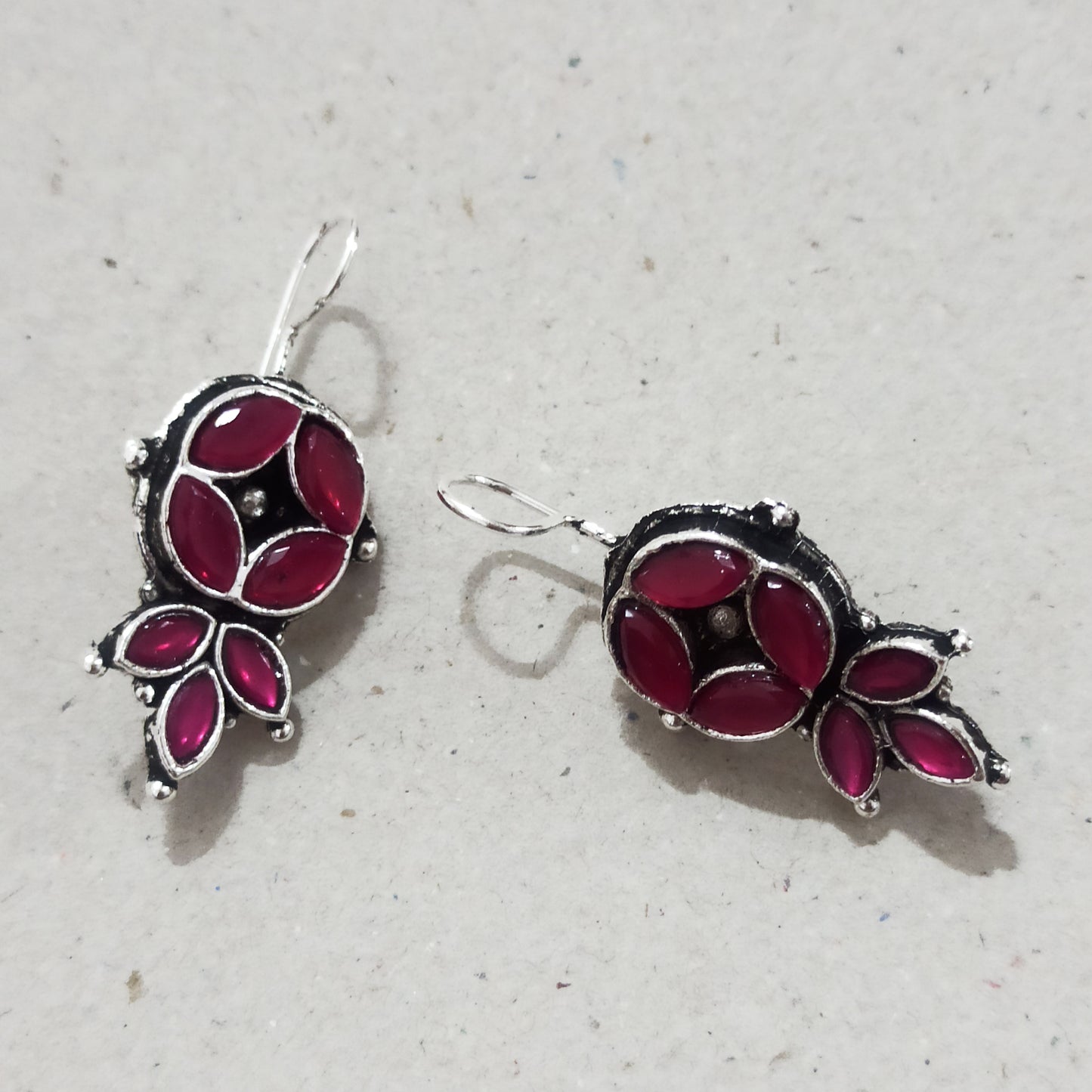 Manisha-Oxidised Earrings-Rani Pink
