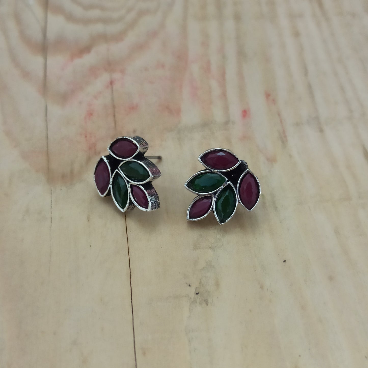 Nisha-Oxidised Earrings-Leaf