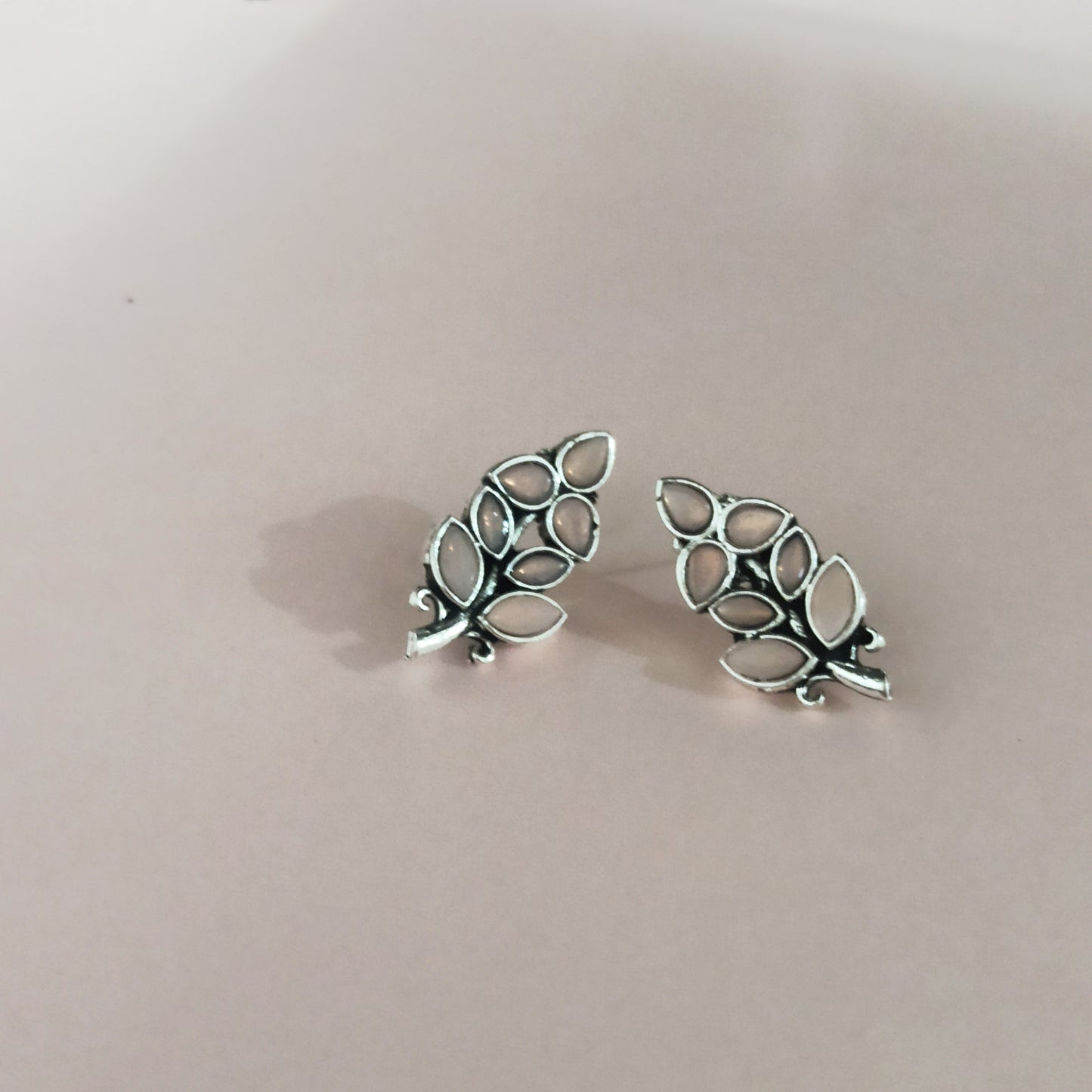 Manali-Oxidised Earrings-Baby Pink