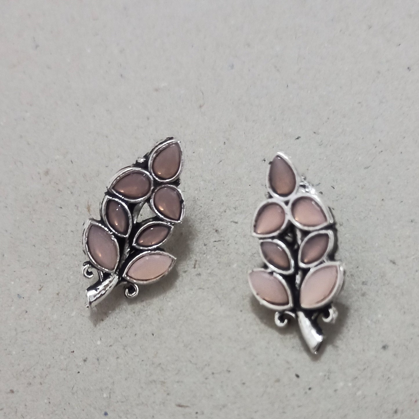 Manali-Oxidised Earrings-Baby Pink