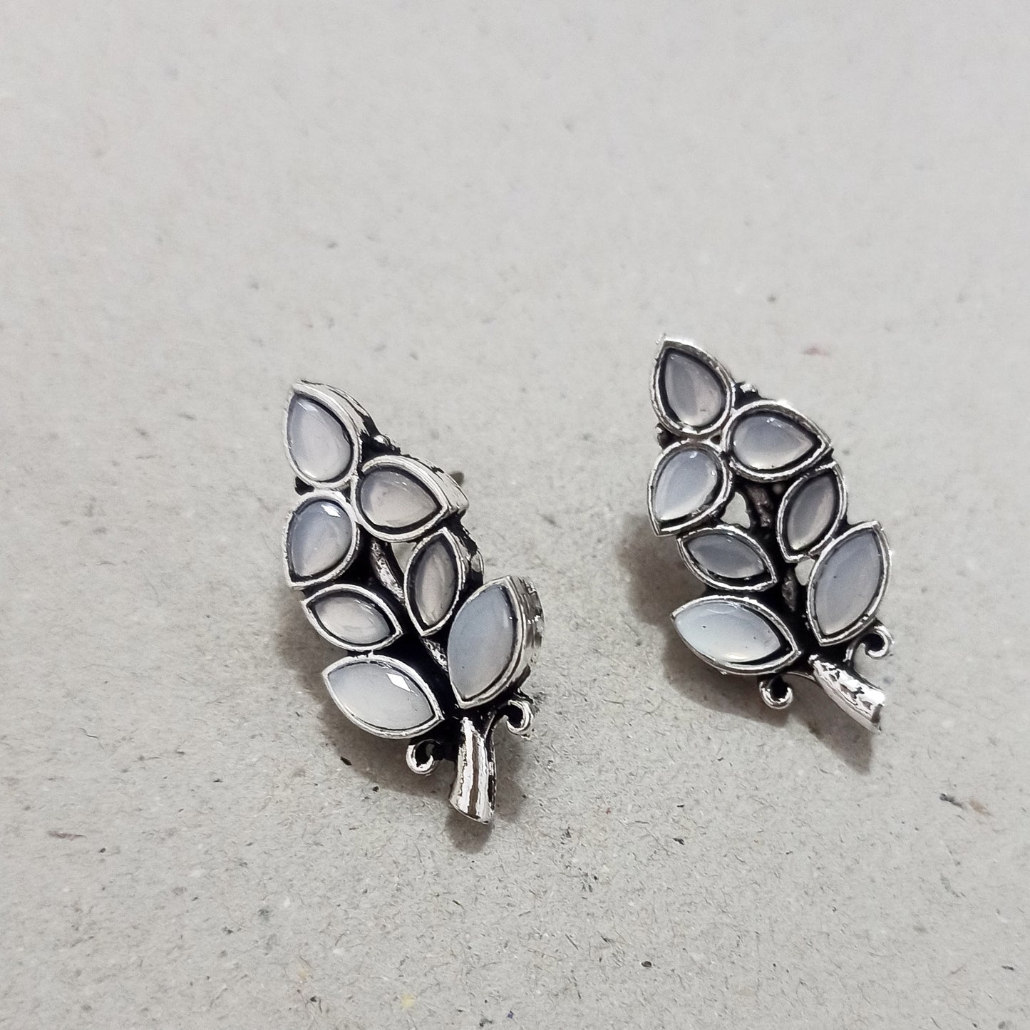 Manali-Oxidised Earrings-White