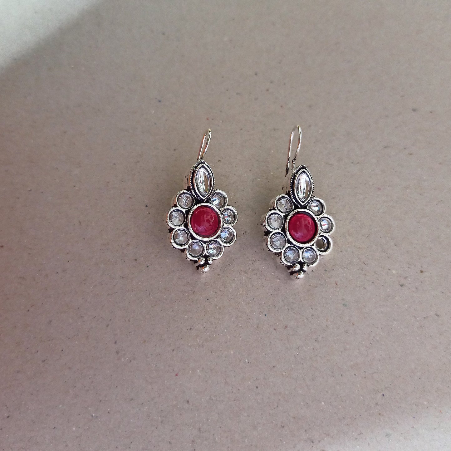 Oishi-Oxidised Earrings-Pink