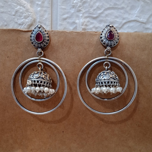 Elyra-Oxidised Earrings-Chandbali